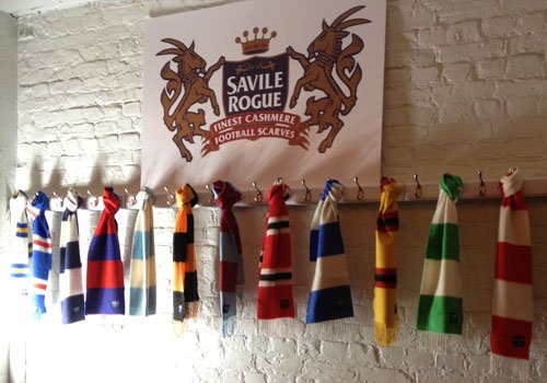 Savile Rogue cashmere football scarves- because we love football but hate nylon