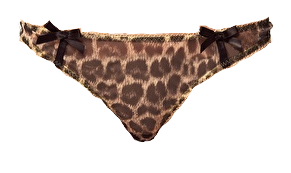 Dirty Pretty Things Thong With Leopard Print & Yellow Trim