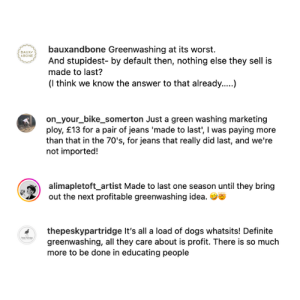 Instagram Comments about Primarks 'Circular Denim Collection' - Make it British Brands with clothing made to last
