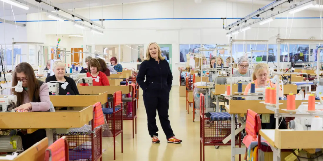 Kate Hills in UK garment factory
